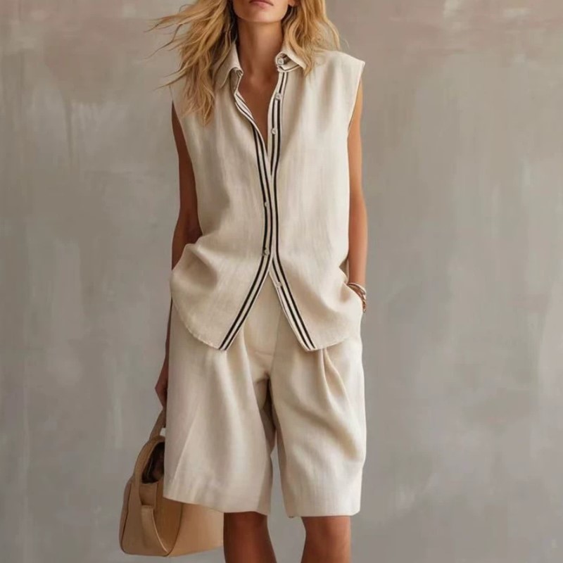 Linen Shirt Breathable - Conjunto de Dos Piezas de Lino