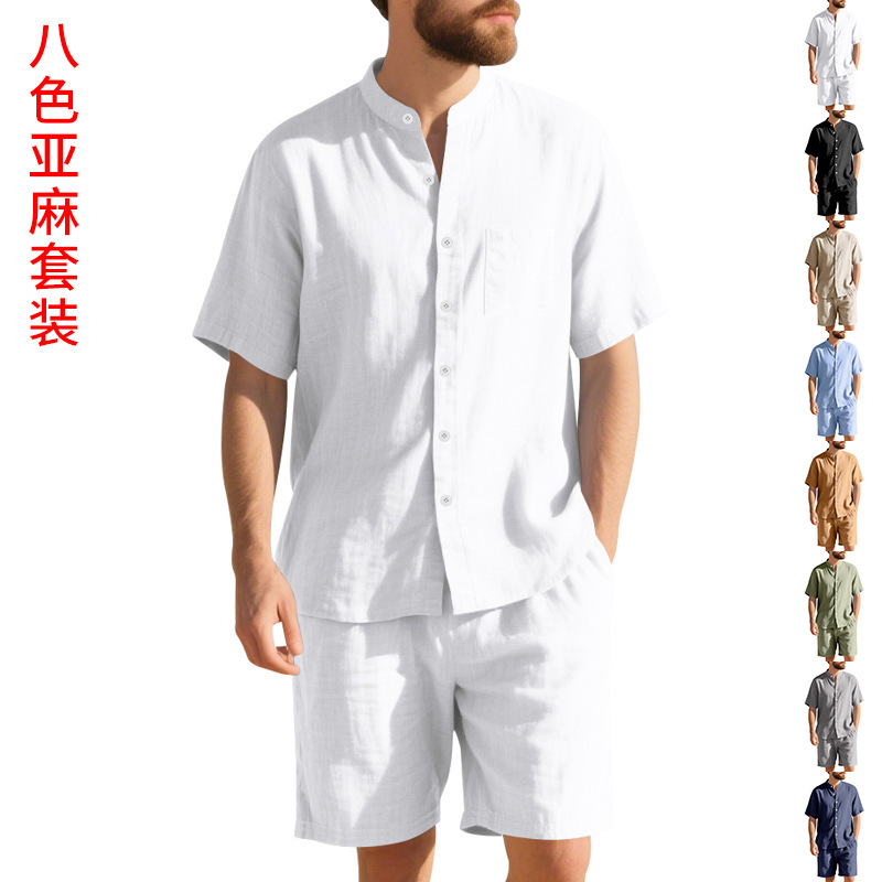 Linen Shirt Breathable - Conjunto de verano para hombre, traje