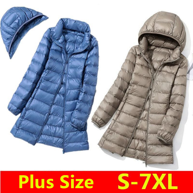 Packable Hat Nylon - Chaqueta larga de plumón ultraligera para