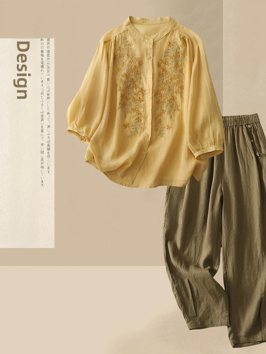 Linen Shirt Breathable - Conjunto Casual de Verano de Algodón
