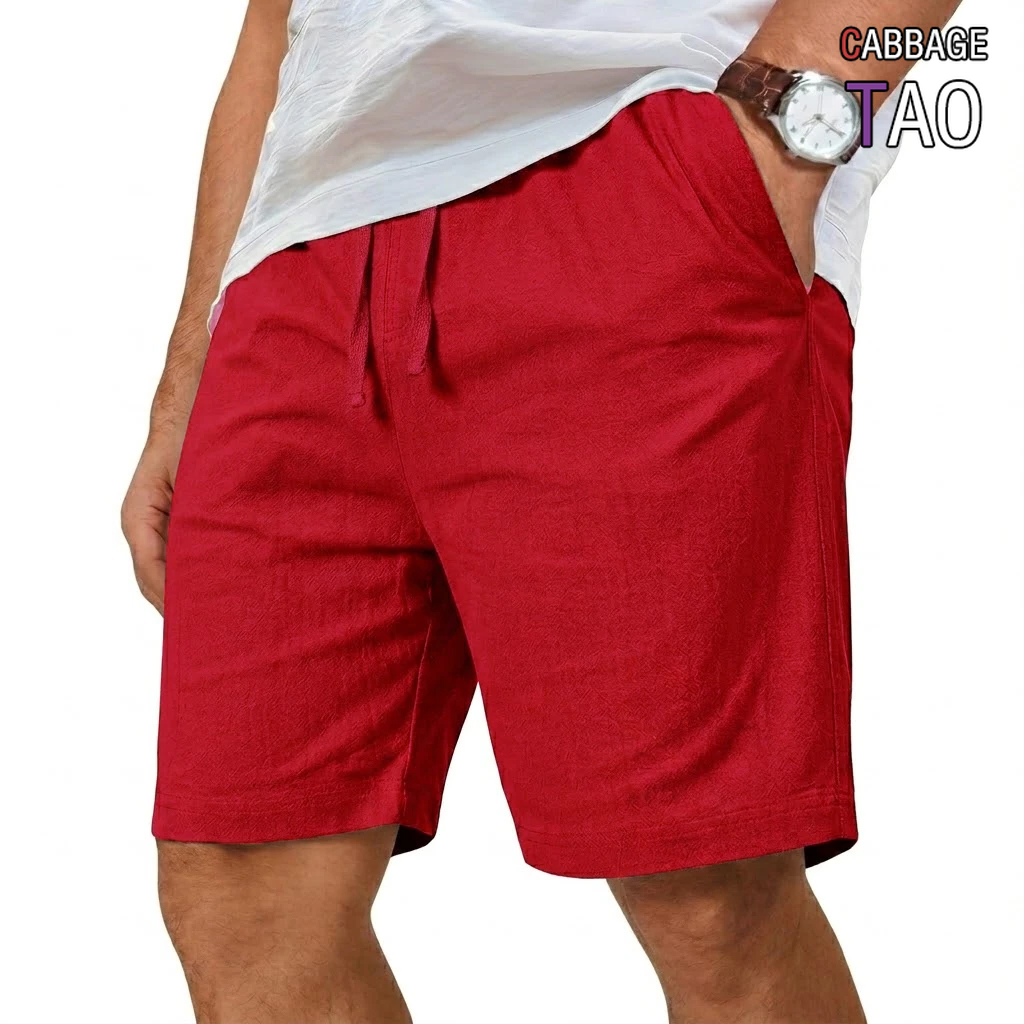 Short Linen Drawstring - Pantalones Cortos Holgados de Algodón y