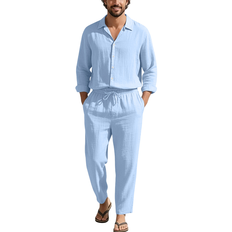 Linen Shirt Breathable - Conjuntos Casuales de Lino para Primavera/Verano,