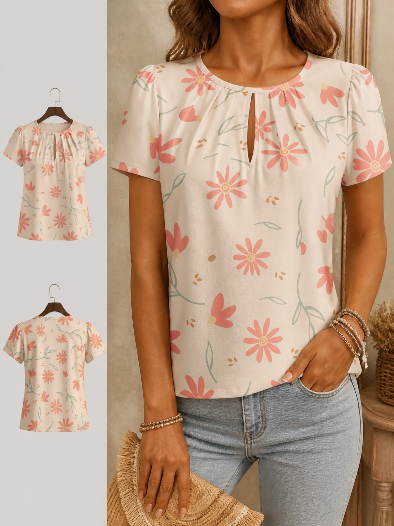 Camiseta Elegante de Cuello Re - Resort Shirt Floral reseña y precio