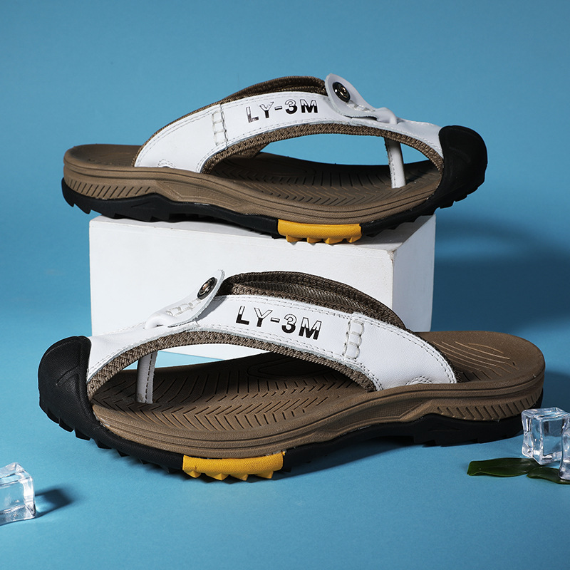Nuevas chanclas de cuero genui - Flip Flop Leather Men reseña y precio