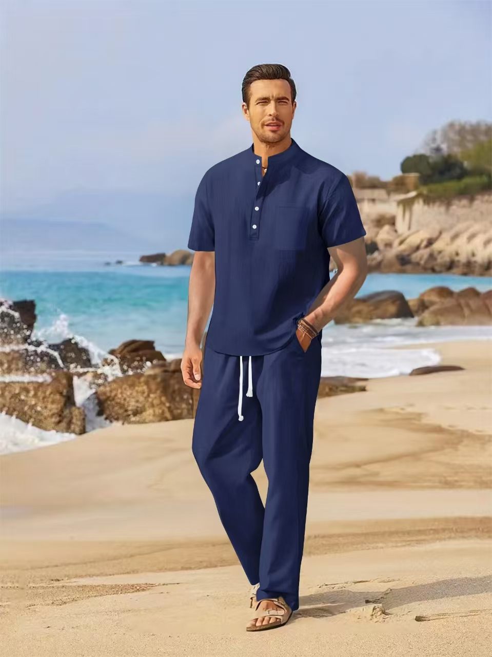 Conjunto de verano de algodón  - Short Linen Drawstring reseña y precio