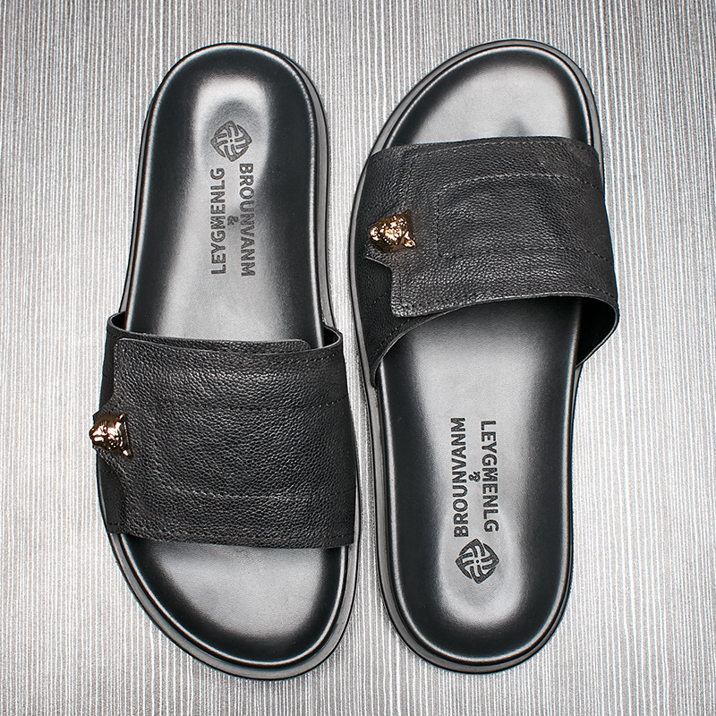 2025 nuevas zapatillas de cuer - Flip Flop Leather Men reseña y precio