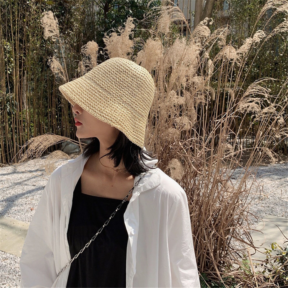 Sombrero de pescador tejido a  - Bucket Hat Straw reseña y precio